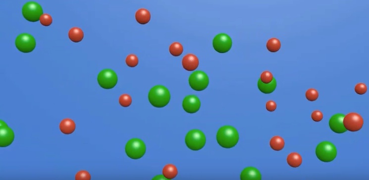 Animation of cations and anions migrating in oppostie directions