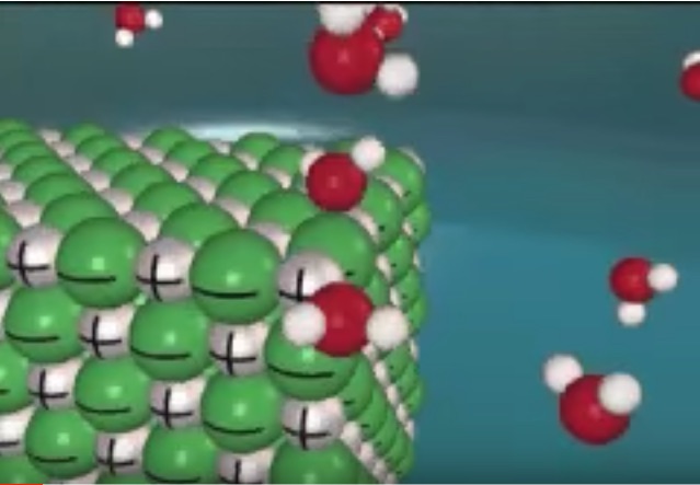 NaCl dissolves in water animation particle level image341